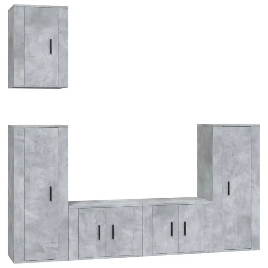 5 Piece TV Cabinet Set Concrete Grey Engineered Wood 3188778