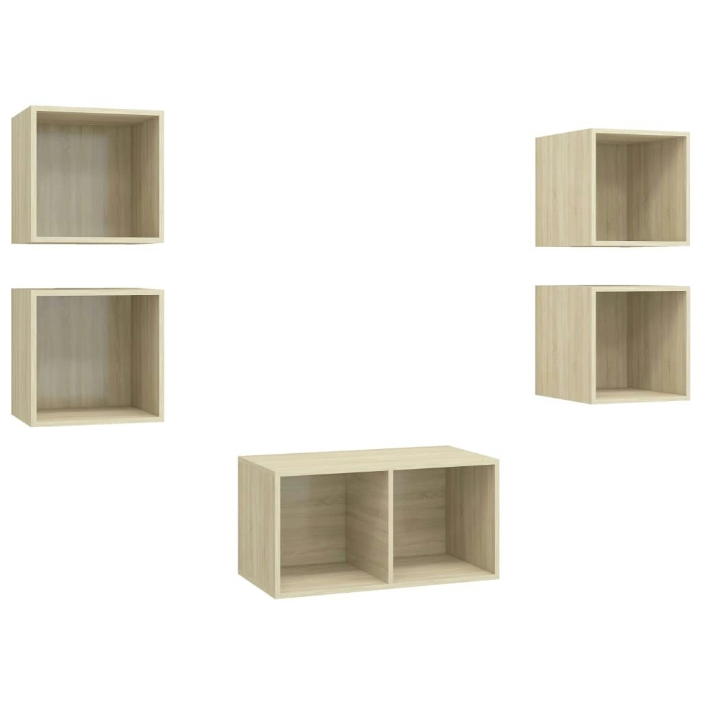 5 Piece TV Cabinet Set Sonoma Oak Engineered Wood 3079604