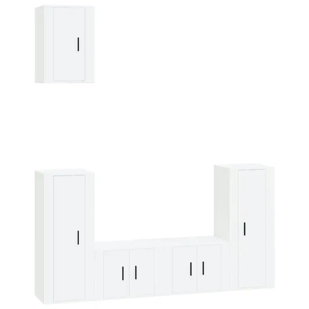 5 Piece TV Cabinet Set High Gloss White Engineered Wood 3188576