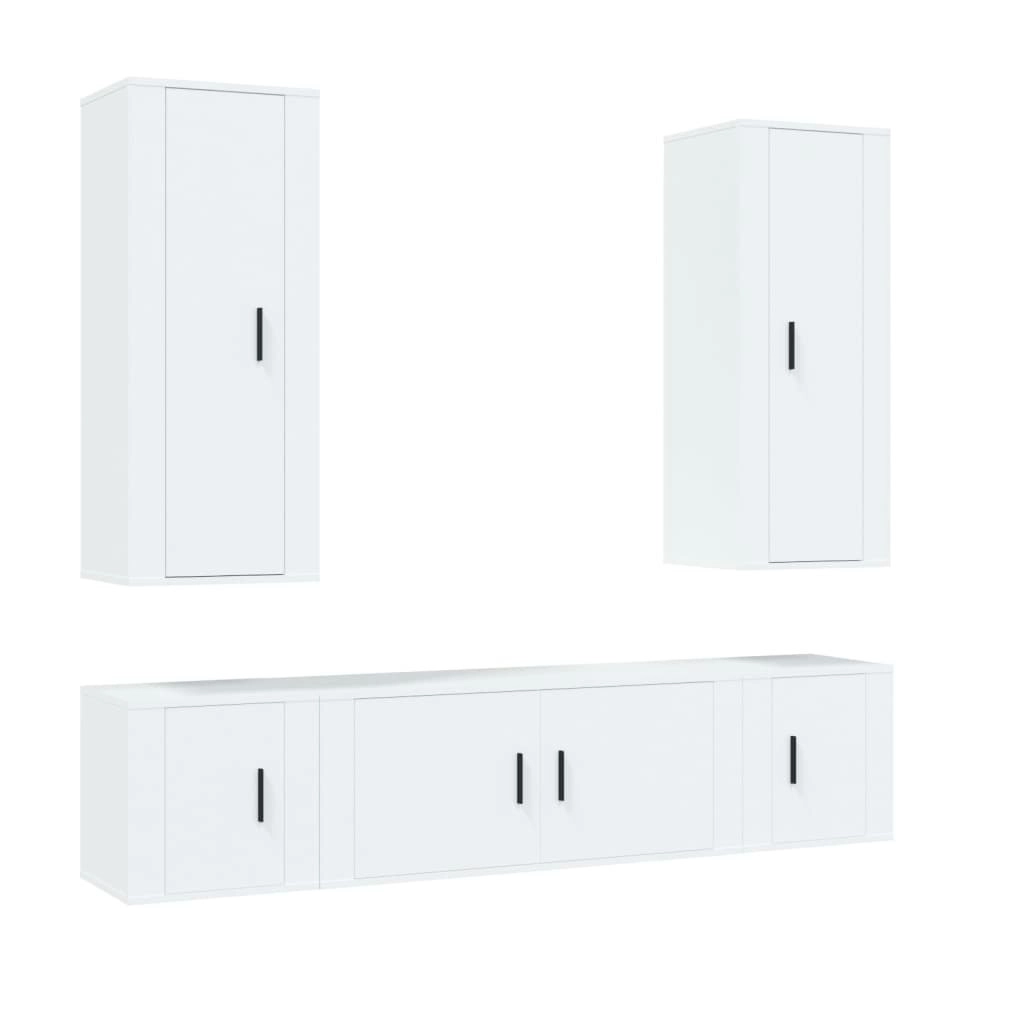 5 Piece TV Cabinet Set White Engineered Wood 3188830