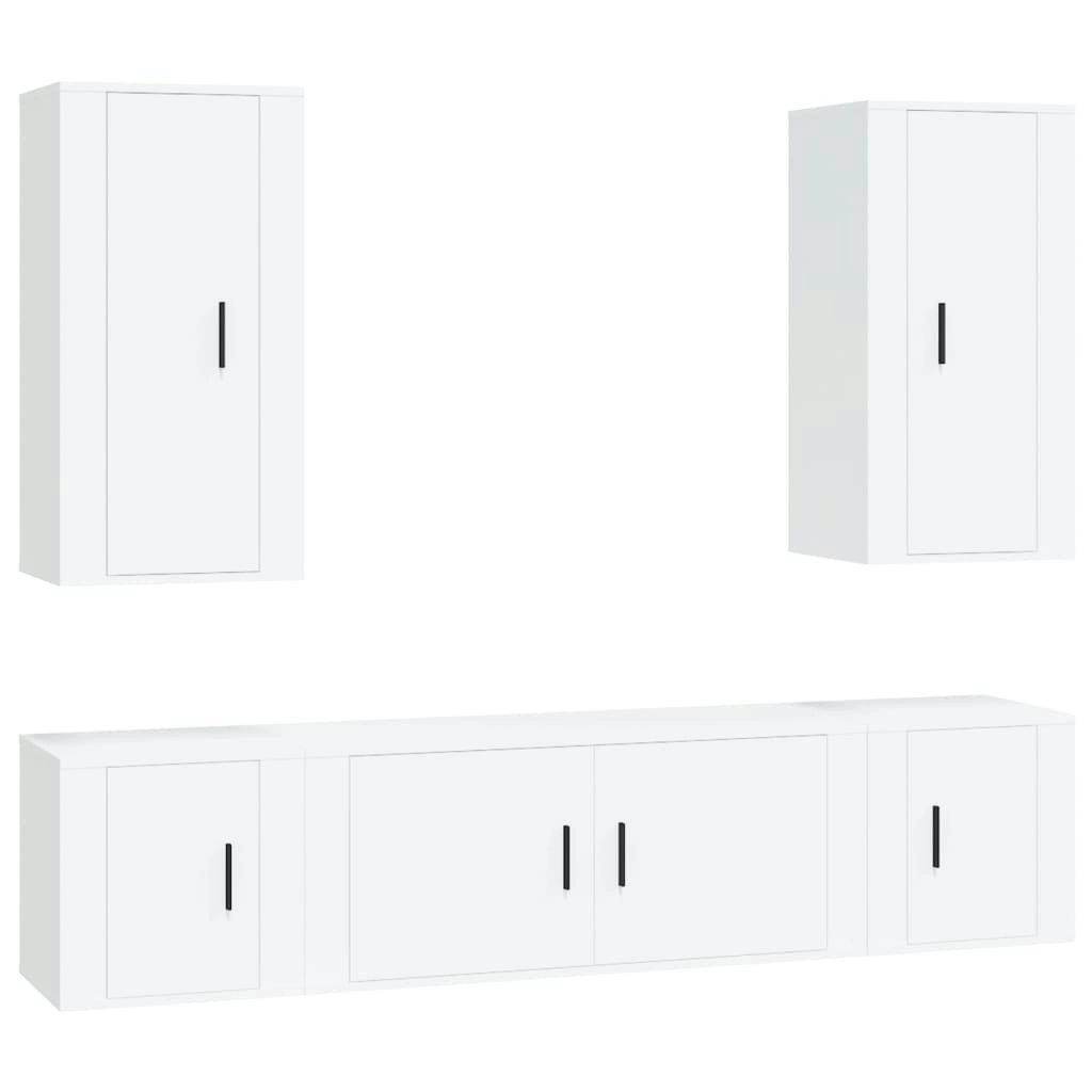 5 Piece TV Cabinet Set White Engineered Wood 3188678