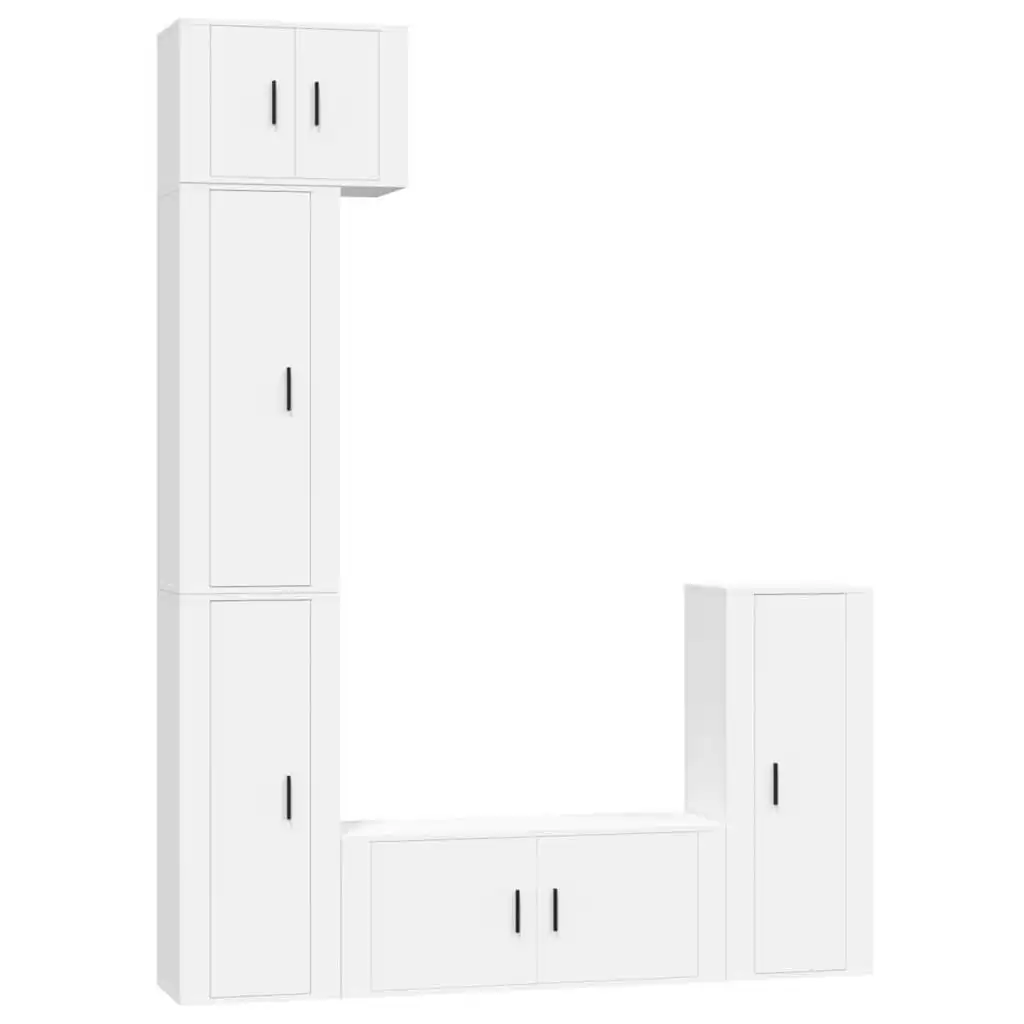 5 Piece TV Cabinet Set White Engineered Wood 3188798