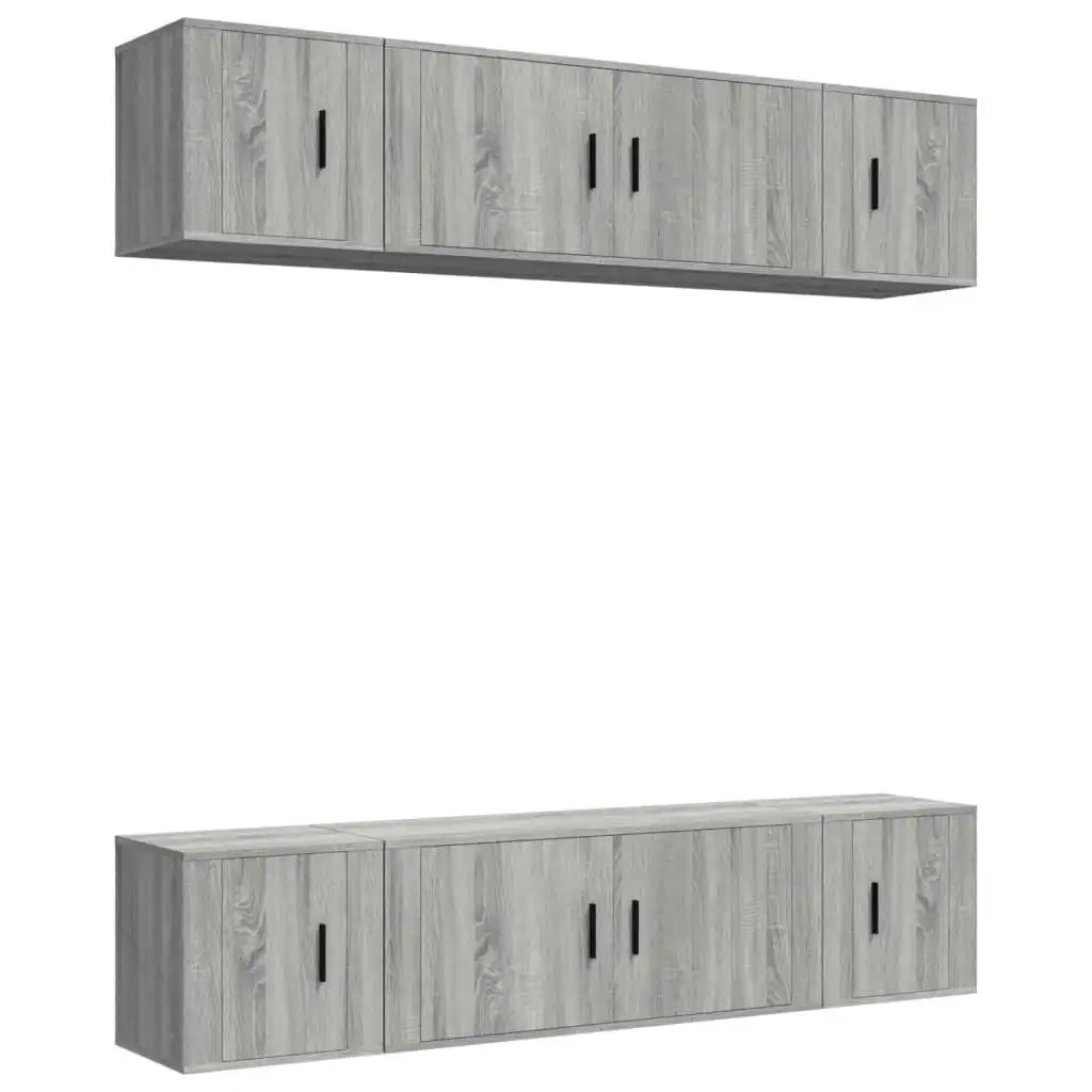 6 Piece TV Cabinet Set Grey Sonoma Engineered Wood 3188660