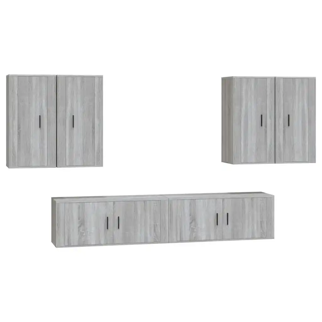 6 Piece TV Cabinet Set Grey Sonoma Engineered Wood 3188716