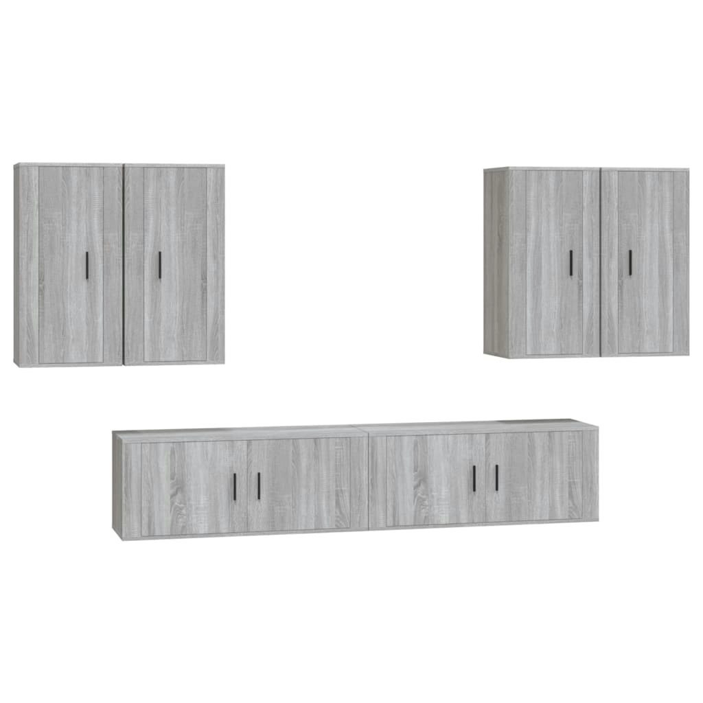 6 Piece TV Cabinet Set Grey Sonoma Engineered Wood 3188716