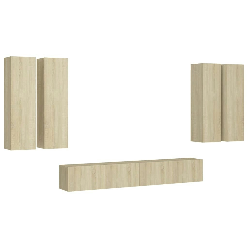 6 Piece TV Cabinet Set Sonoma Oak Engineered Wood 3078996