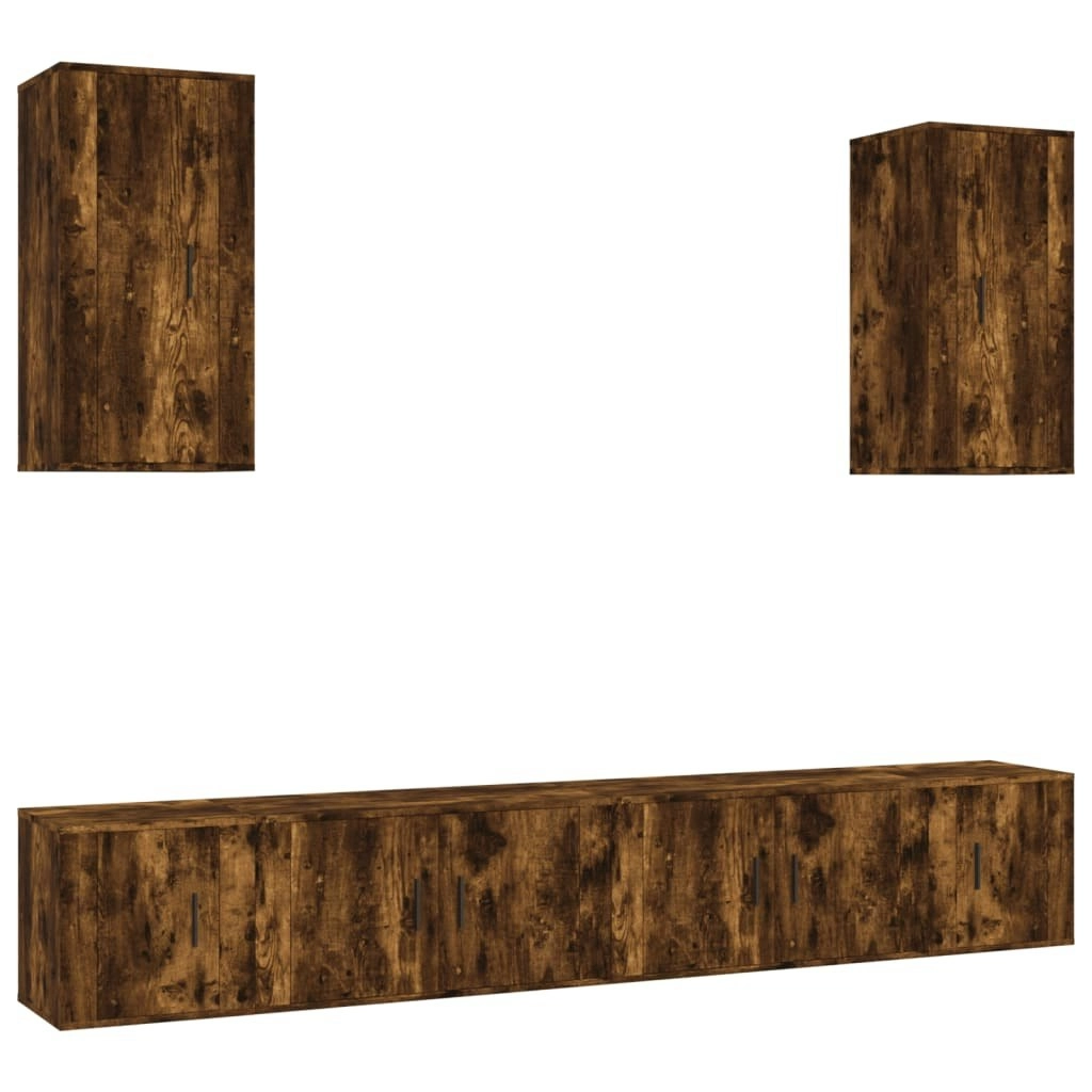 6 Piece TV Cabinet Set Smoked Oak Engineered Wood 3188691