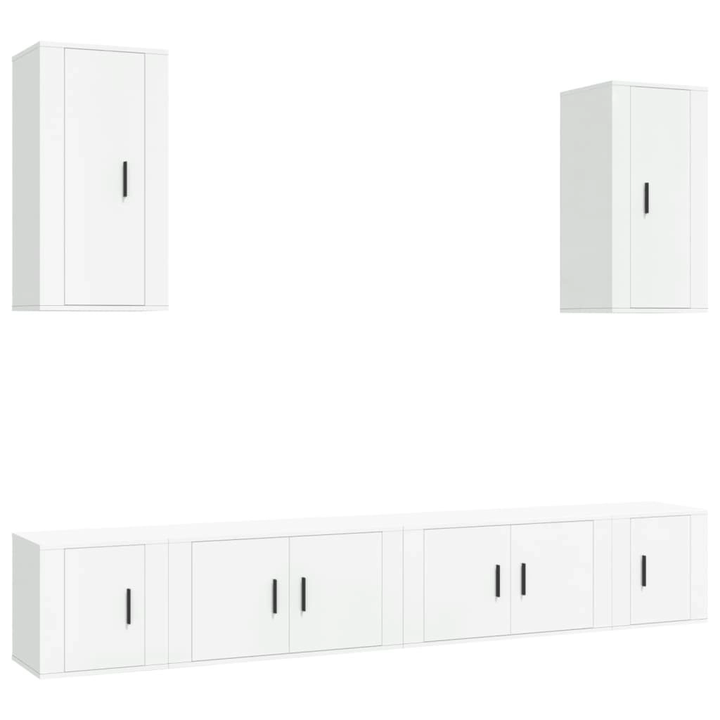 6 Piece TV Cabinet Set White Engineered Wood 3188686