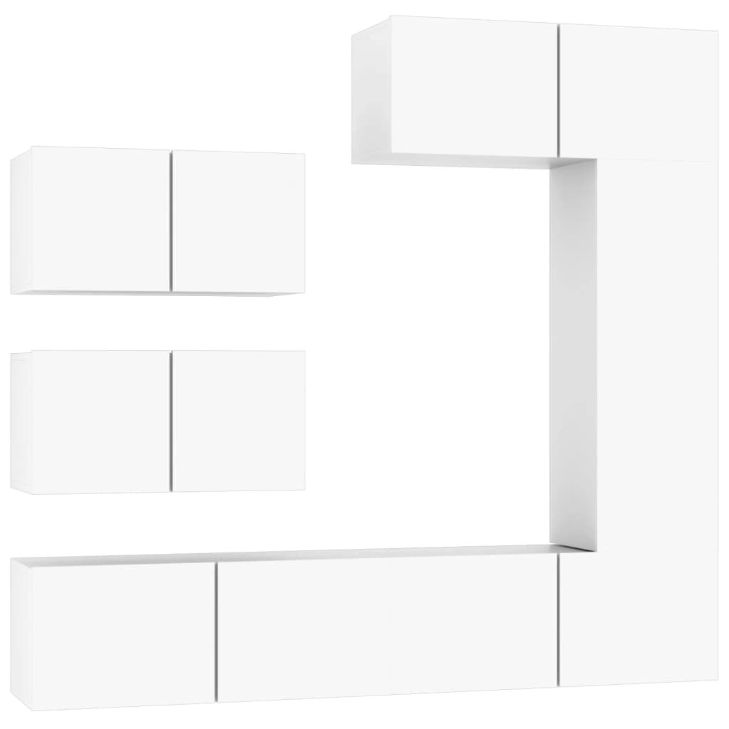 6 Piece TV Cabinet Set White Engineered Wood 3114550