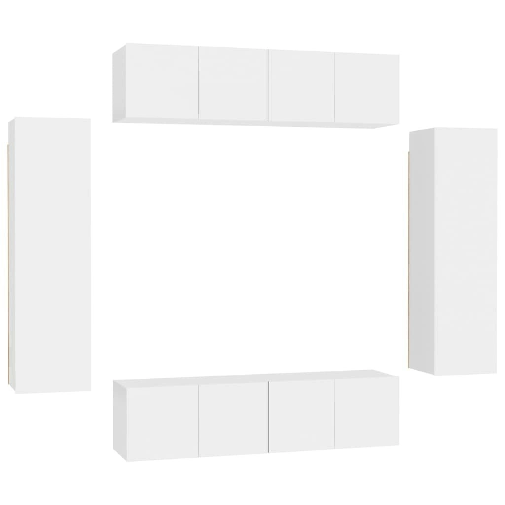 6 Piece TV Cabinet Set White Engineered Wood 3078664