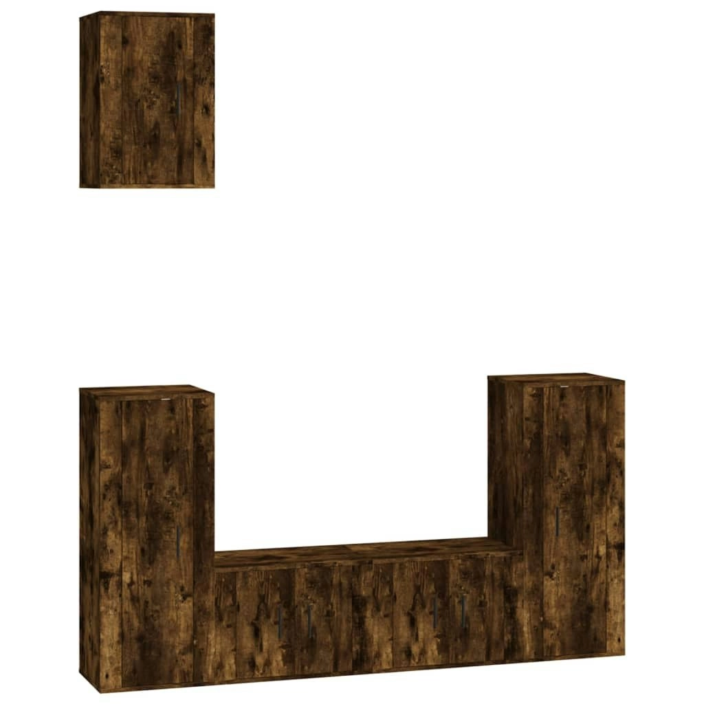 5 Piece TV Cabinet Set Smoked Oak Engineered Wood 3188579