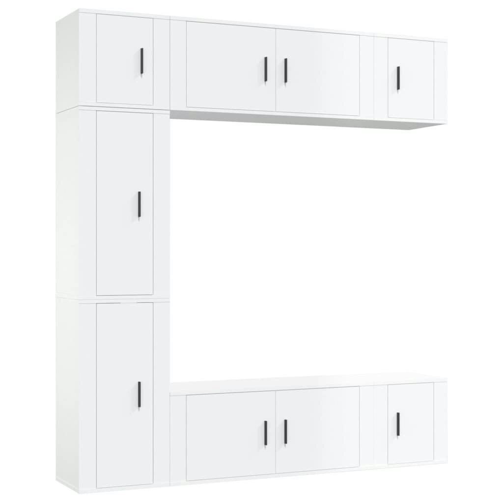 7 Piece TV Cabinet Set High Gloss White Engineered Wood 3188648