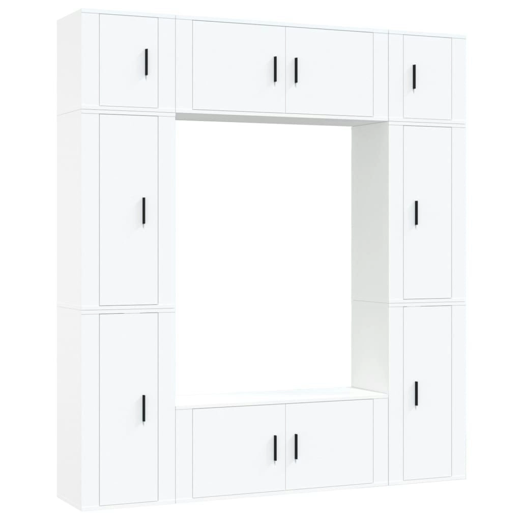 8 Piece TV Cabinet Set White Engineered Wood 3188638