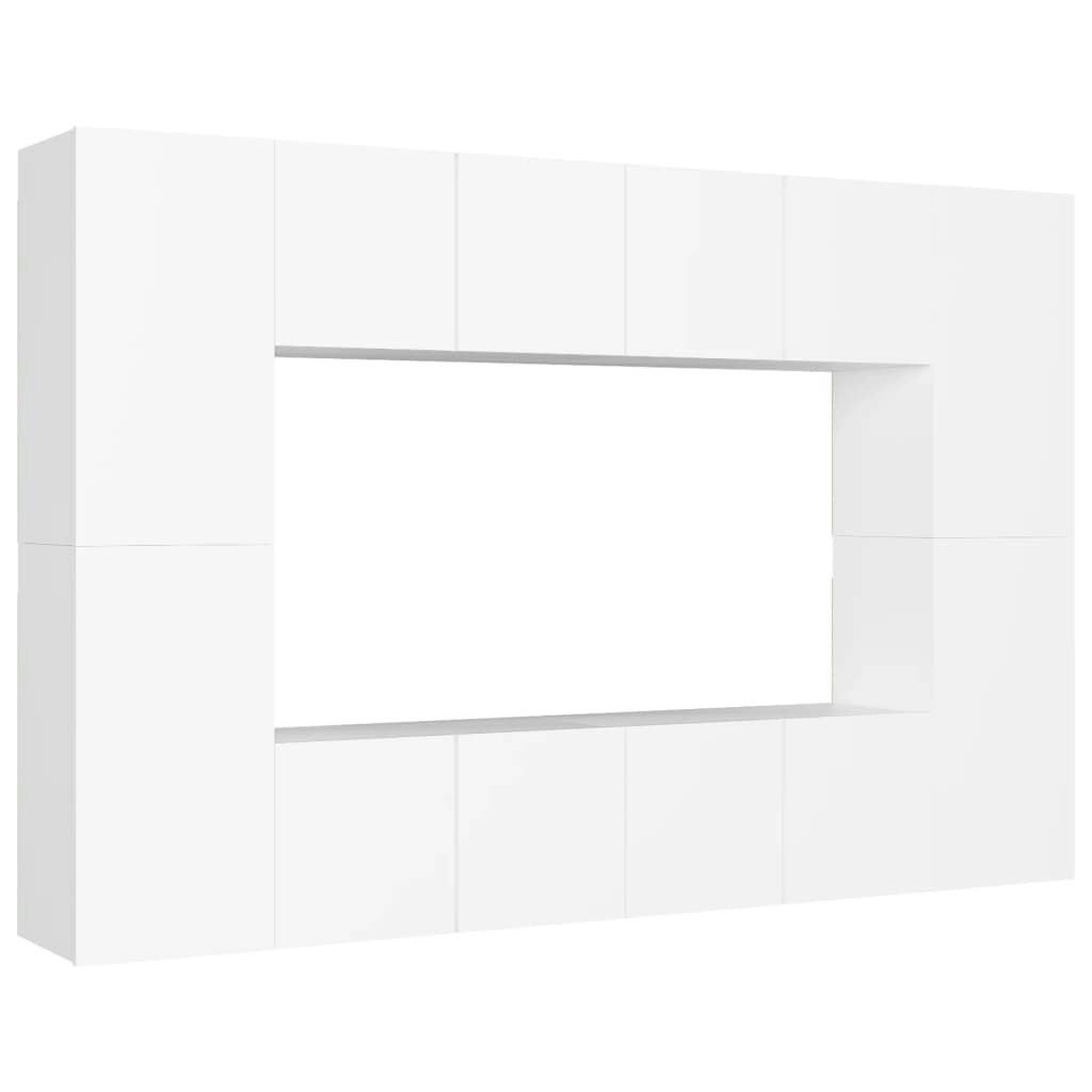 8 Piece TV Cabinet Set White Engineered Wood 3078668