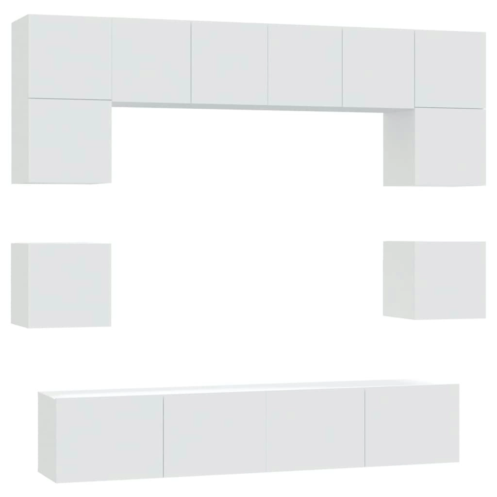 8 Piece TV Cabinet Set White Engineered Wood 3114406