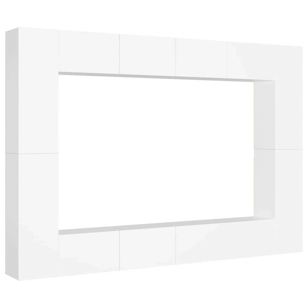 8 Piece TV Cabinet Set White Engineered Wood 3078670