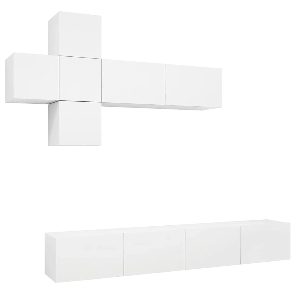 7 Piece TV Cabinet Set White Engineered Wood 3078709