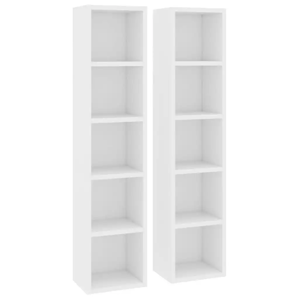 CD Cabinets 2 pcs White 21x16x93.5 cm Engineered Wood 802696