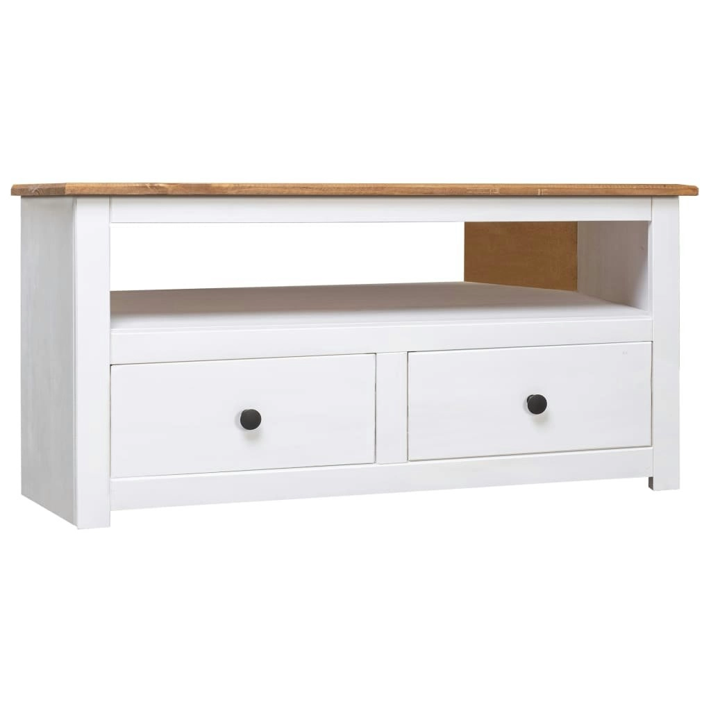 Corner TV Cabinet White 93x49x49 cm Solid Pine Panama Range 282687