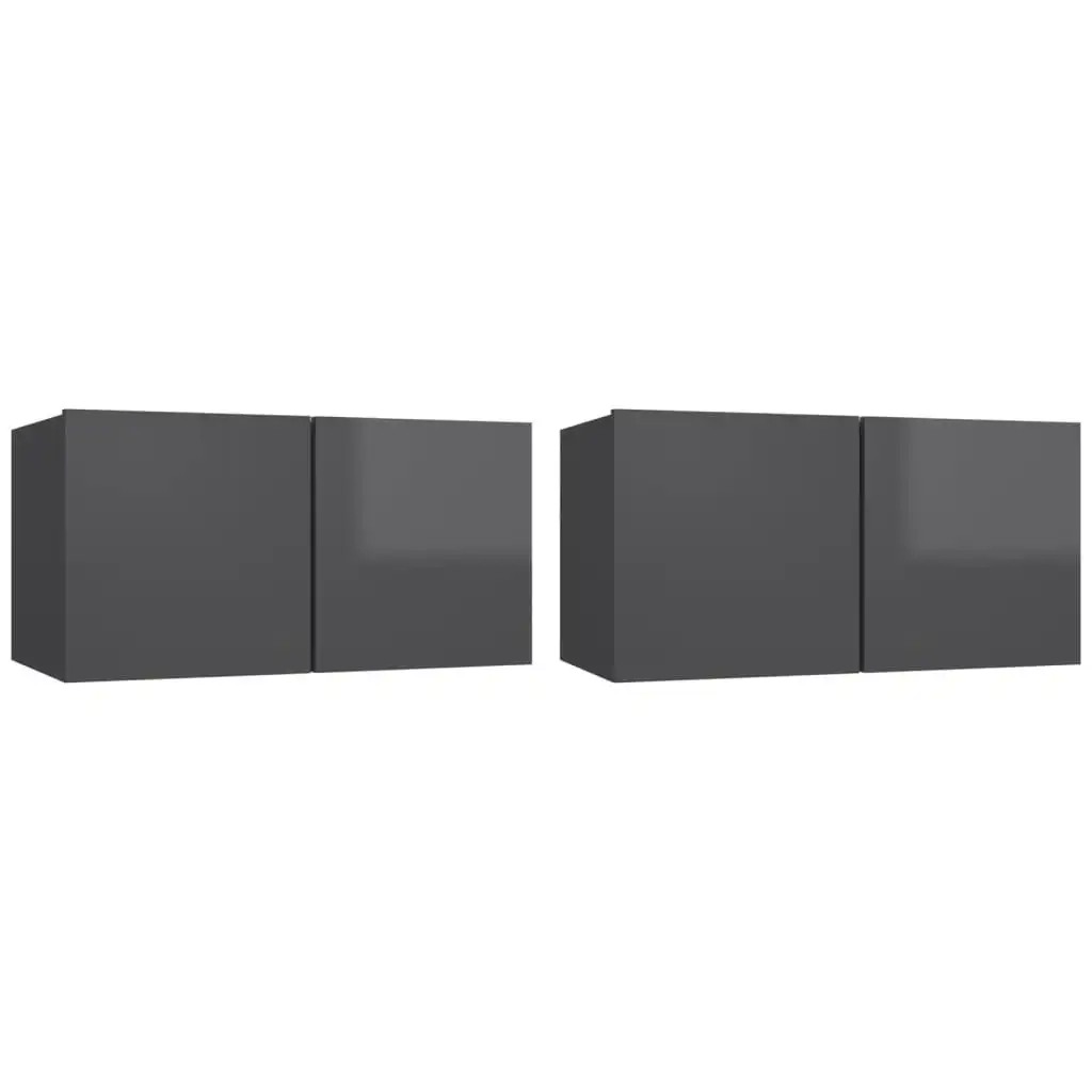 Hanging TV Cabinets 2 pcs High Gloss Grey 60x30x30 cm 804533