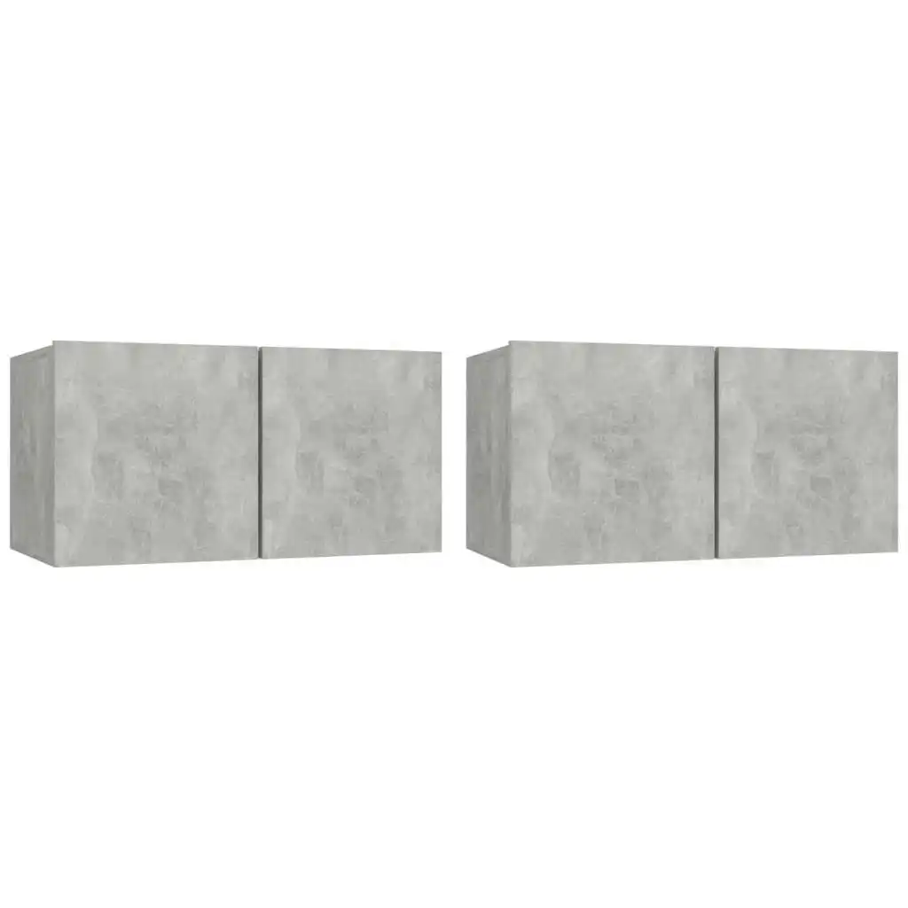 Hanging TV Cabinets 2 pcs Concrete Grey 60x30x30 cm 804521