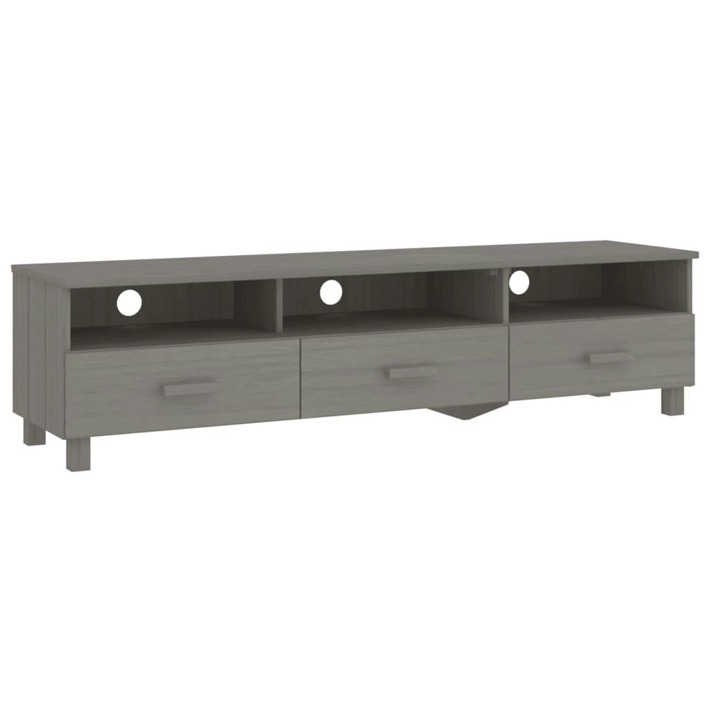 TV Cabinet "HAMAR" Light  Grey 158x40x40 cm Solid Wood Pine 340475