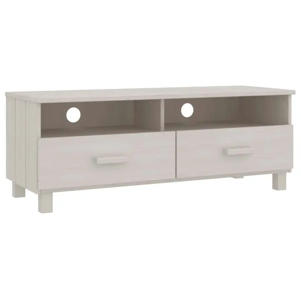 TV Cabinet "HAMAR" White 106x40x40 cm Solid Wood Pine 340469