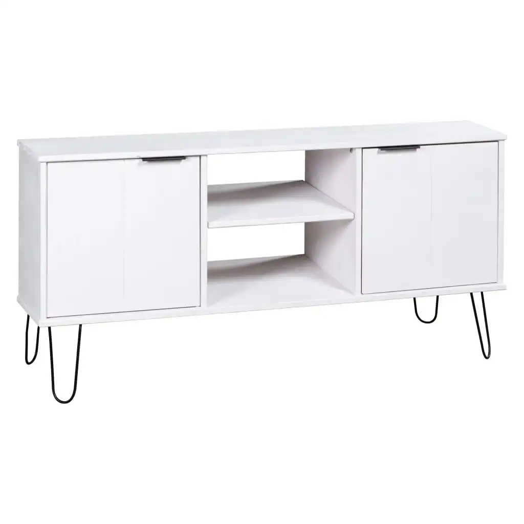 TV Cabinet "New York" White Solid Pine Wood 321145