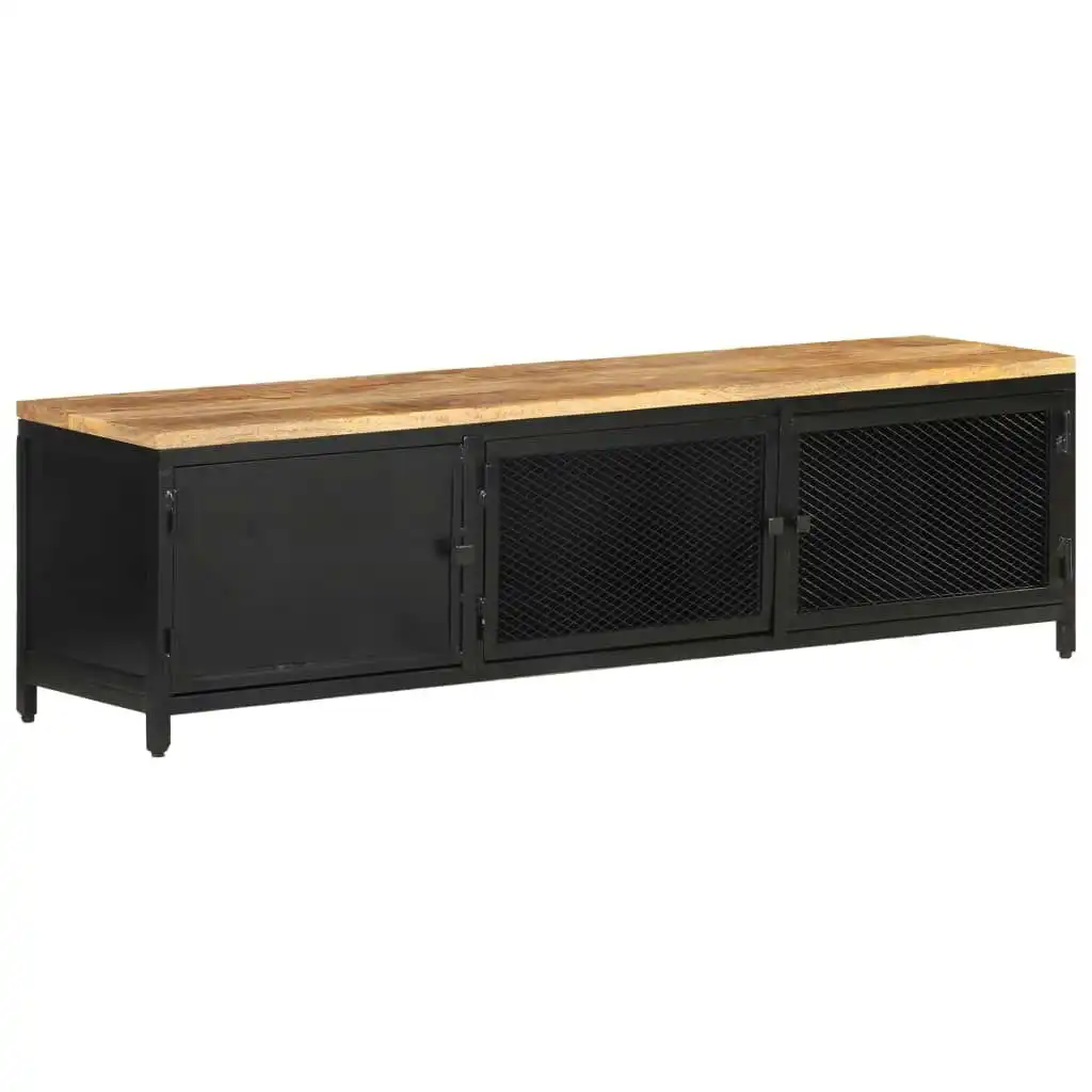 TV Cabinet 130x30x37 cm Solid Rough Mango Wood 323135