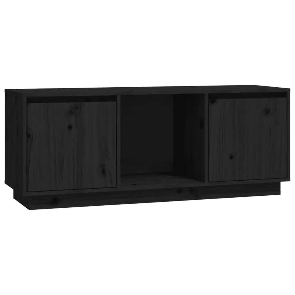 TV Cabinet Black 110.5x35x44 cm Solid Wood Pine 814343