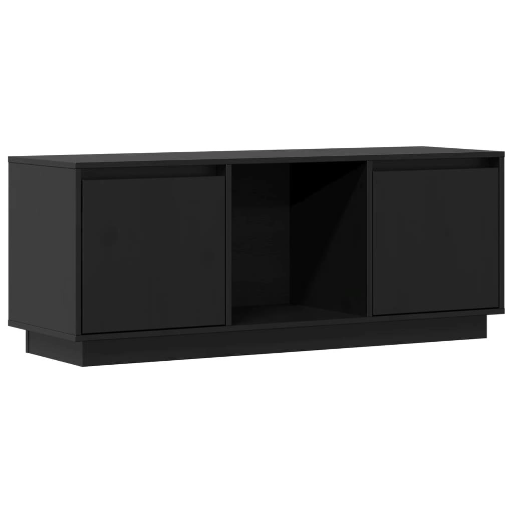 TV Cabinet Black 110.5x35x44 cm Solid Wood Pine 814343