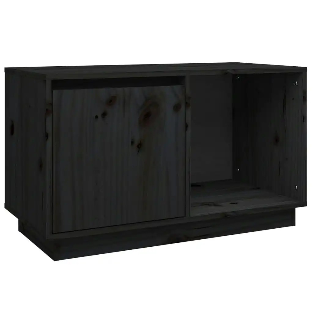 TV Cabinet Black 74x35x44 cm Solid Wood Pine 814338