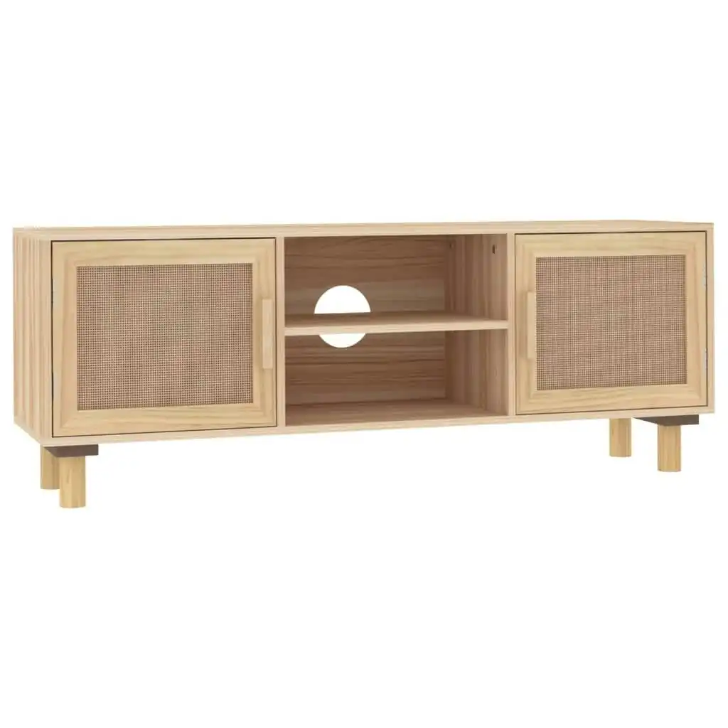 TV Cabinet Brown 105x30x40 cm Solid Wood Pine&Natural Rattan 345617