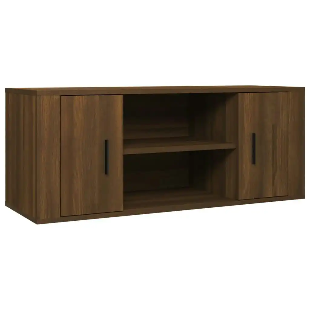 TV Cabinet Brown Oak 100x35x40 cm Engineered Wood 823098