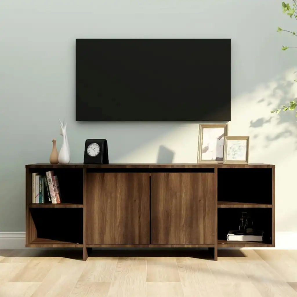 TV Cabinet Brown Oak 130x35x50 cm Engineered Wood 813055