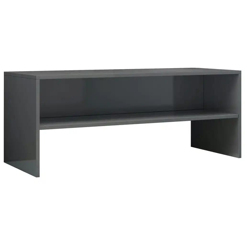 TV Cabinet High Gloss Grey 100x40x40 cm Engineered Wood 800053