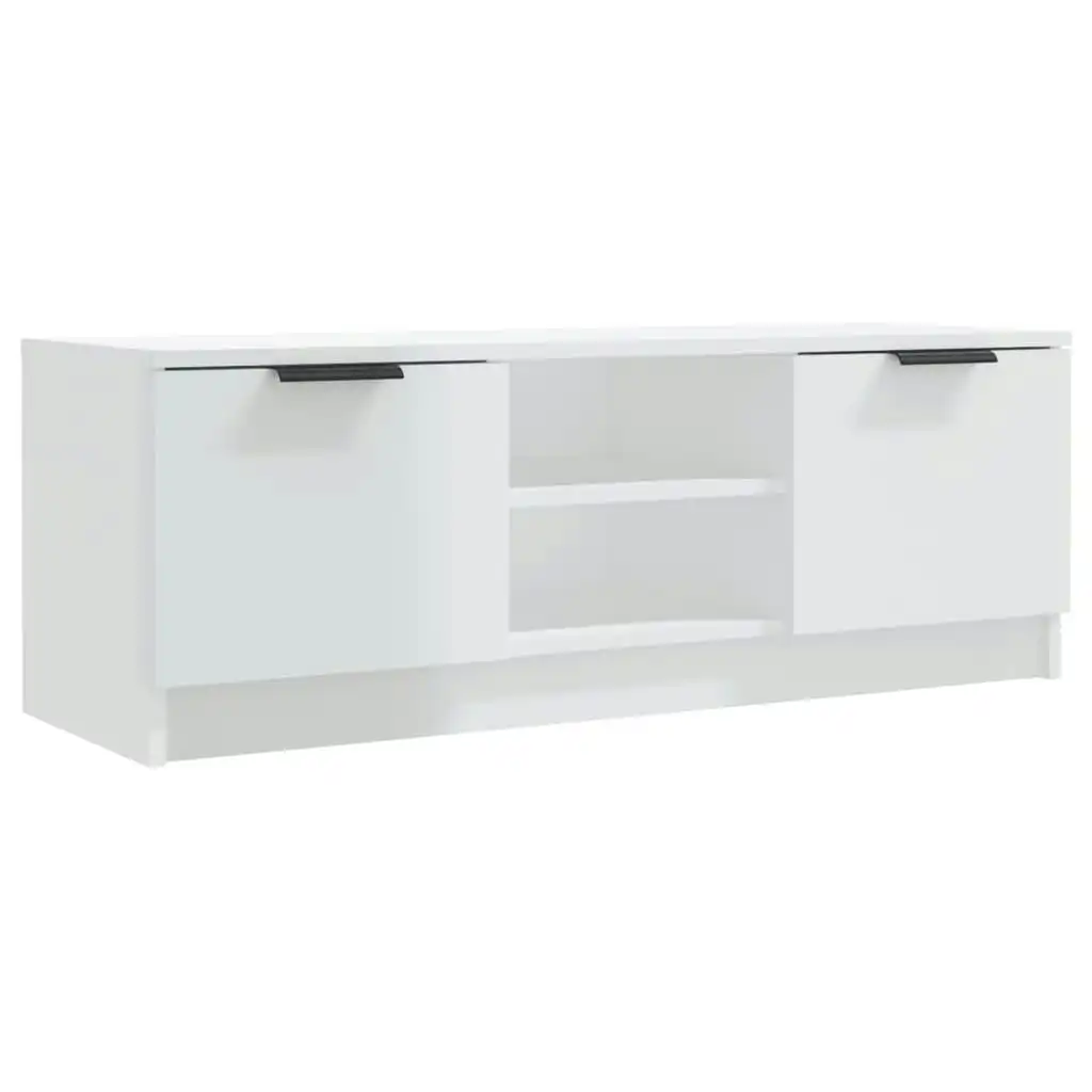 TV Cabinet High Gloss White 102x35x36.5 cm Engineered Wood 811517