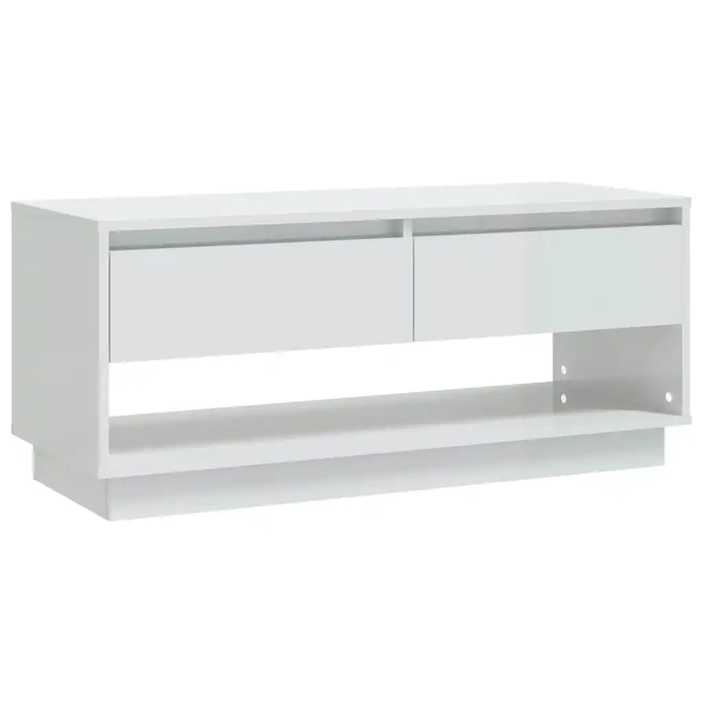 TV Cabinet High Gloss White 102x41x44 cm Engineered Wood 809491