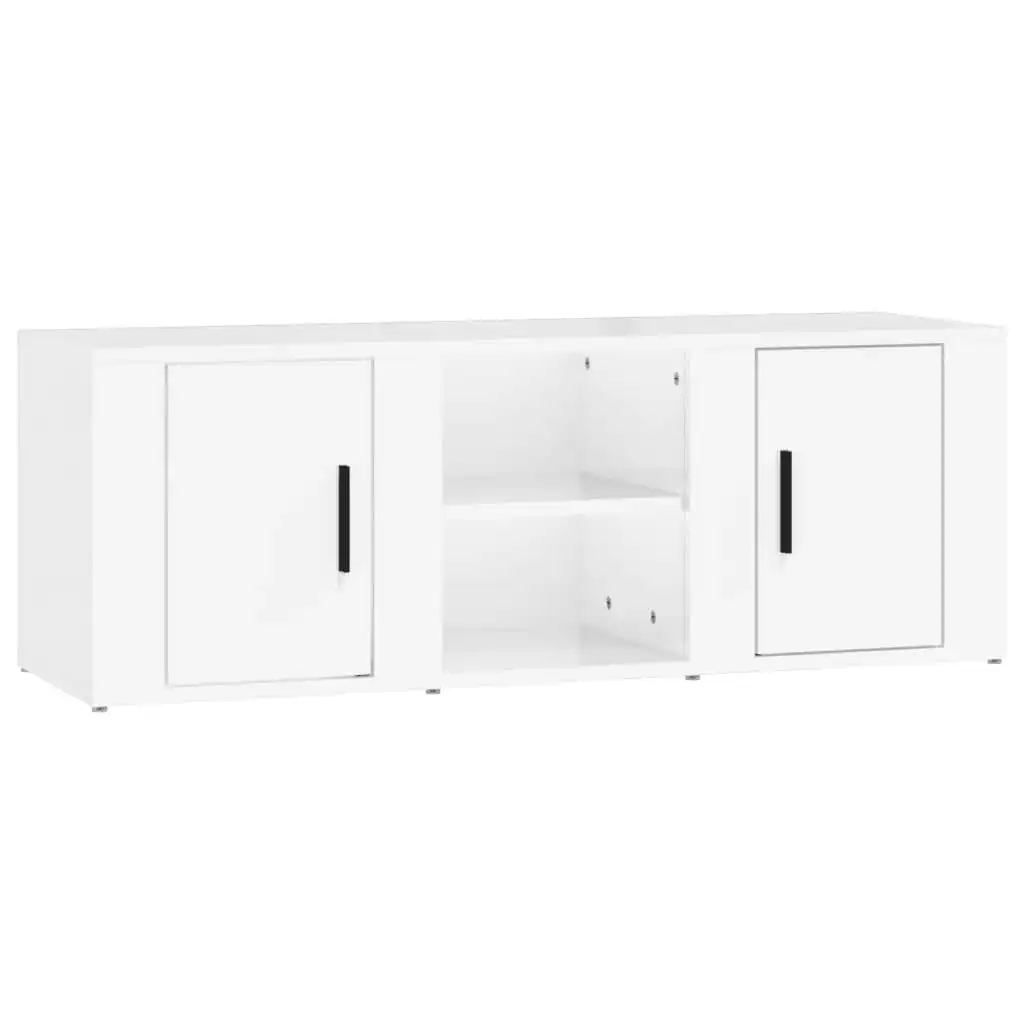 TV Cabinet High Gloss White 100x31.5x35 cm Engineered Wood 819430