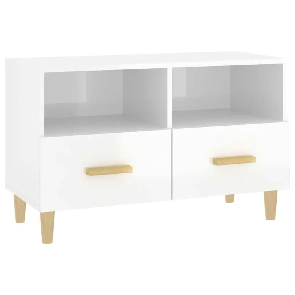 TV Cabinet High Gloss White 80x36x50 cm Engineered Wood 812588