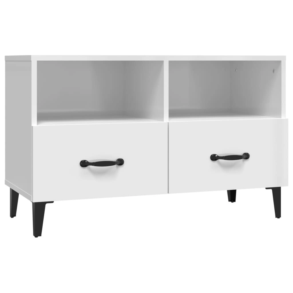 TV Cabinet High Gloss White 80x36x50 cm Engineered Wood 812597