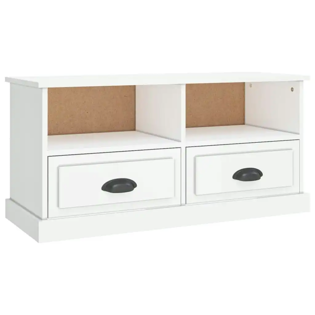 TV Cabinet High Gloss White 93x35.5x45 cm Engineered Wood 816466