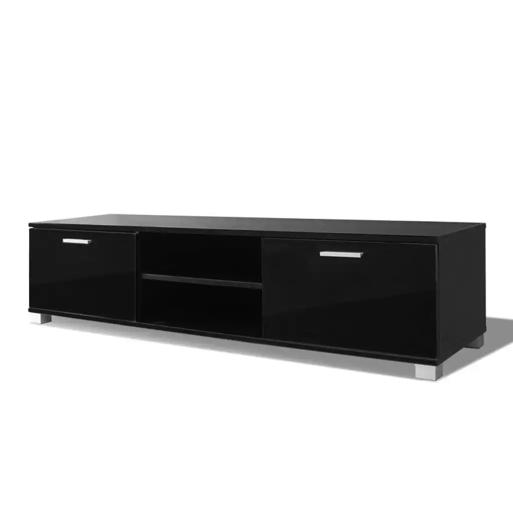 TV Cabinet High-Gloss Black 140x40.5x35 cm 243044