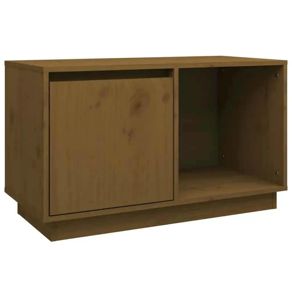 TV Cabinet Honey Brown 74x35x44 cm Solid Wood Pine 814337