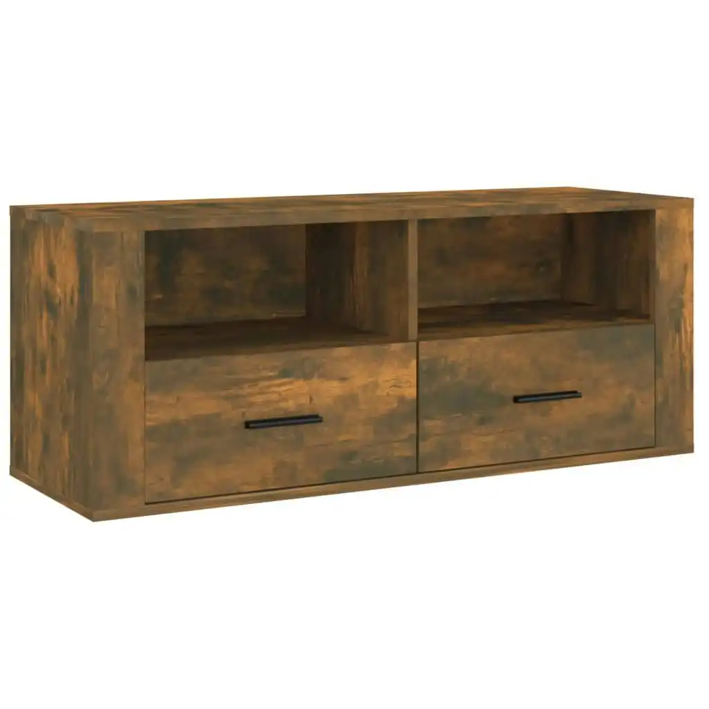 TV Cabinet Smoked Oak 100x35x40 cm Engineered Wood 816813