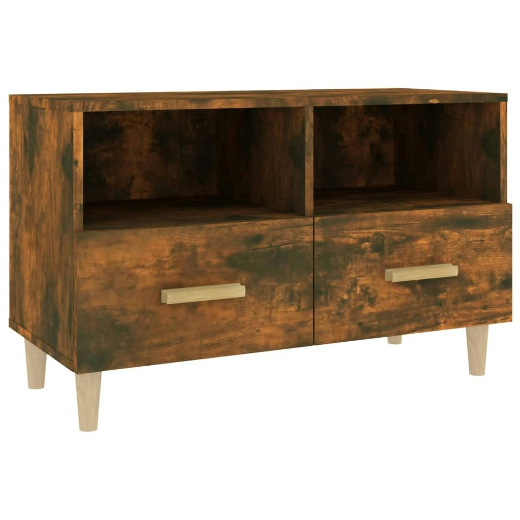 TV Cabinet Smoked Oak 80x36x50 cm Engineered Wood 817489