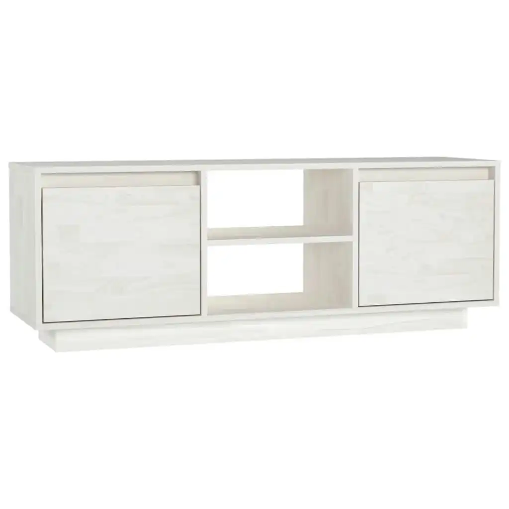 TV Cabinet White 110x30x40 cm Solid Pinewood 809901