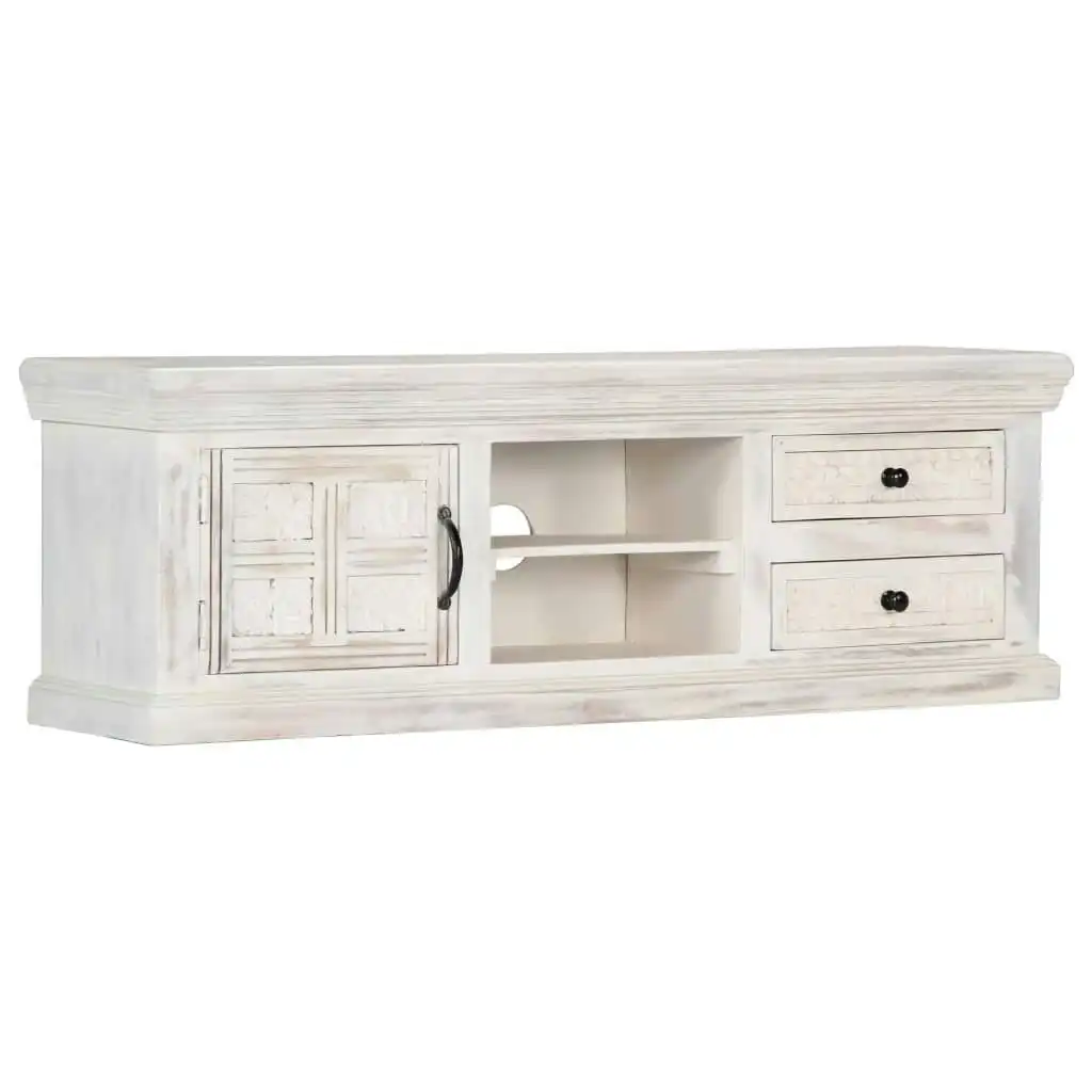 TV Cabinet White 120x30x40 cm Solid Mango Wood 249869