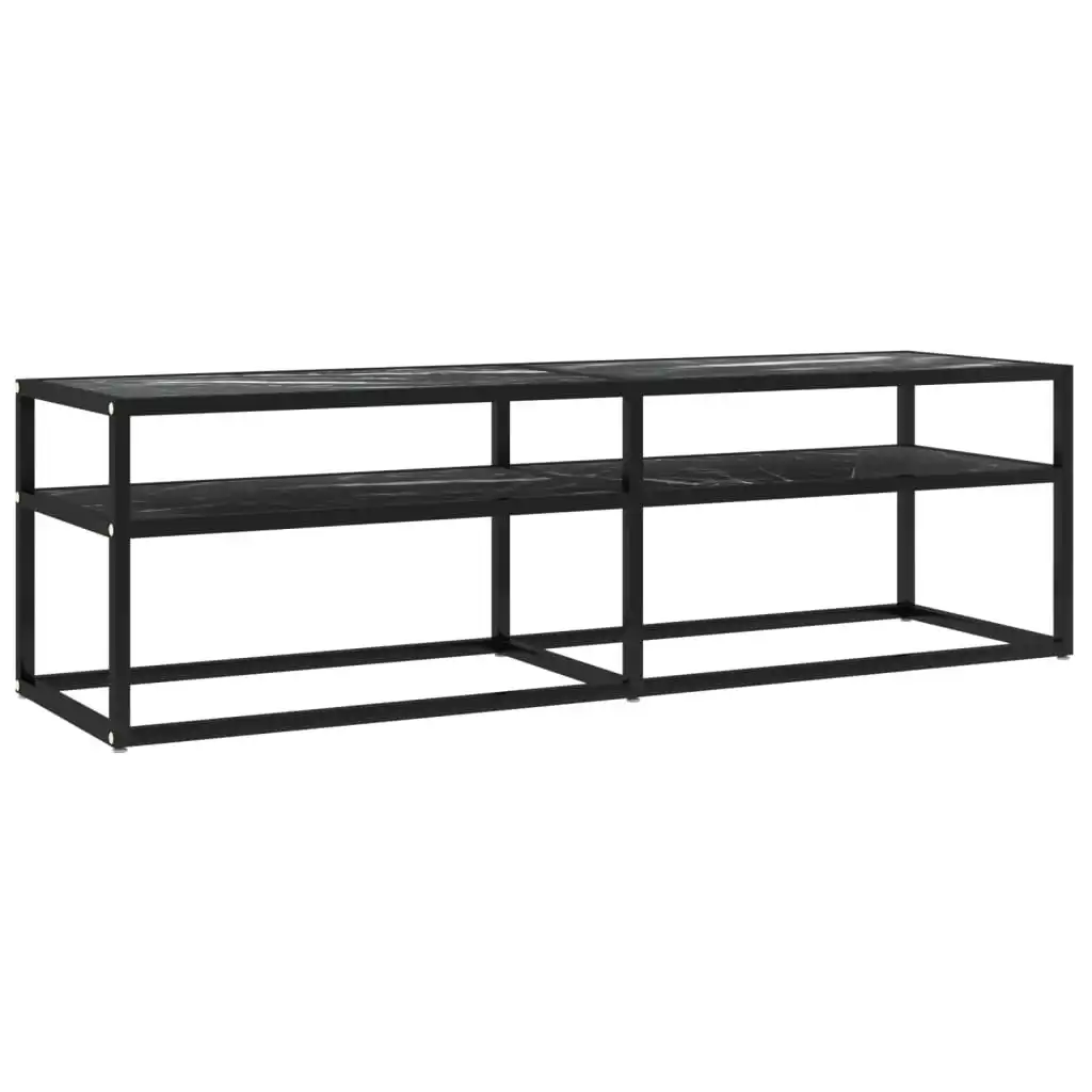 TV Cabinet Black Marble 140x40x40.5 cm Tempered Glass 331717