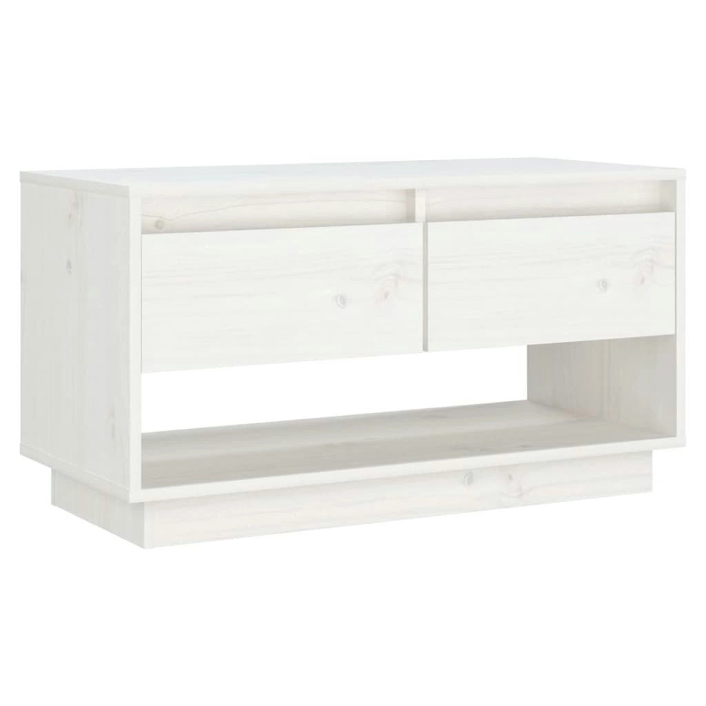 TV Cabinet White 74x34x40 cm Solid Wood Pine 813840